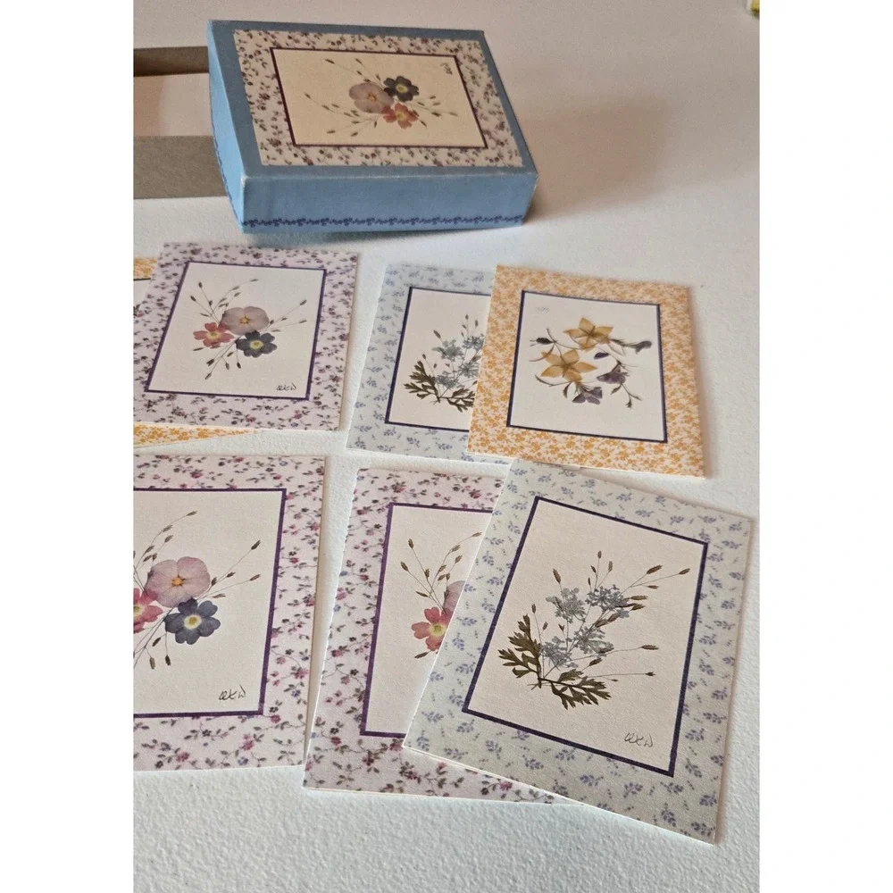Vintage Olympicard Pressed Flower Notes 11 Cards Boxed Floral Stationery